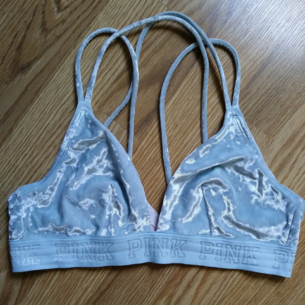 VS Light blue velvet plush bralette